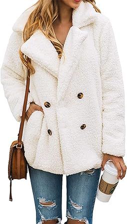 PRETTYGARDEN Women's 2023 Fashion Winter Coat Long Sleeve Lapel Zip Up Faux Shearling Shaggy Oversized Shacket Jacket
